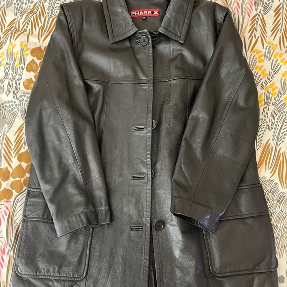 Women's Vintage Black Leather Jacket - Picture 1 of 4